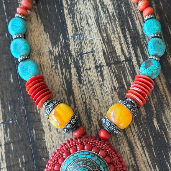 💫 Boho Statement Beaded Necklace – Multicolor Pendant Design - Picture 8 of 12